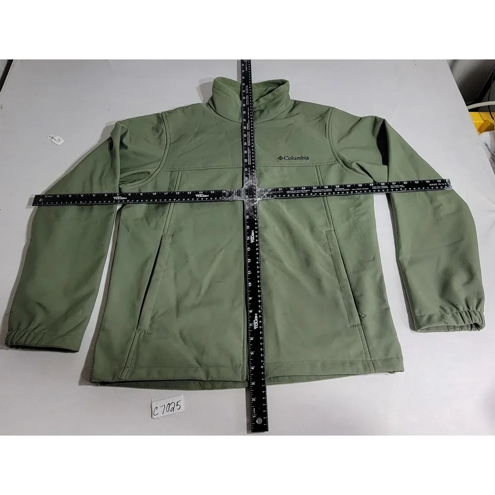 Columbia Mens Ascender Softshell Jacket Sage Green Fleece Lined Size M Full Zip